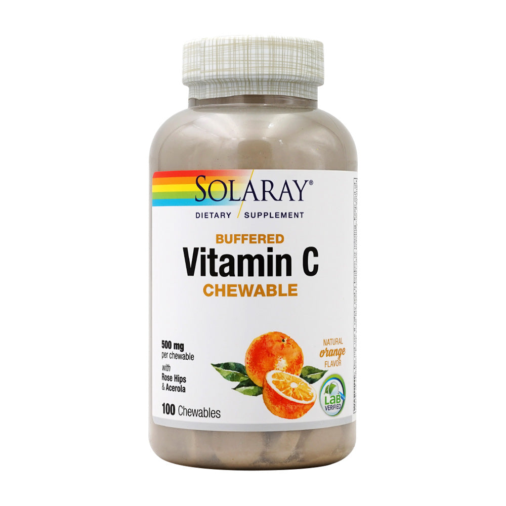 솔라레이_버퍼드 비타민 C 츄어블 500mg 내추럴 오렌지 맛, 100 츄어블