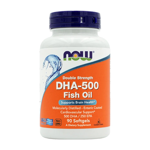나우푸드_Double Strength DHA-500 Fish Oil,  90 Softgels