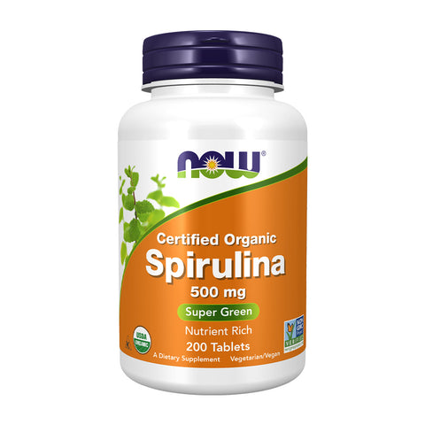 나우푸드_Certified Organic Spirulina 500 mg, 200 Tablets
