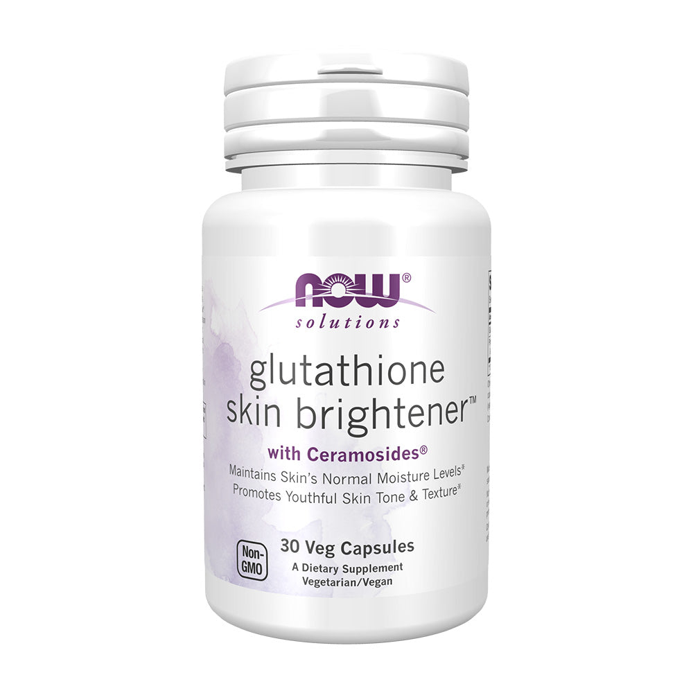 나우푸드_Solutions Glutathione Skin Brightener with Ceramosides,  30 Veg Capsules