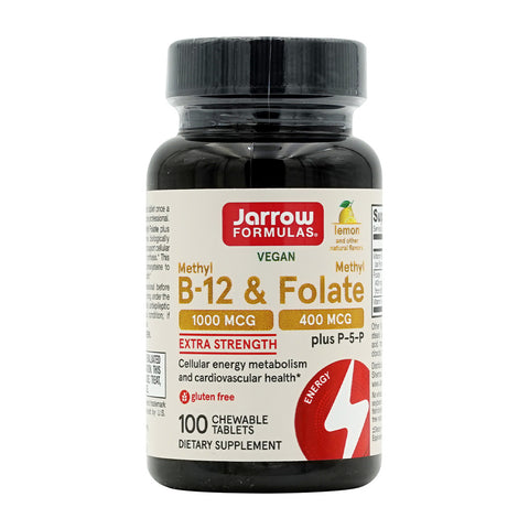 자로우포뮬러스_비건 메틸 B-12&메틸 폴레이트 플러스 P-5-P 레몬, 100 츄어블타블렛