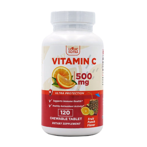 로직뉴트라_비타민 C 500mg, 후르츠 펀치 맛, 120 츄어블타블렛